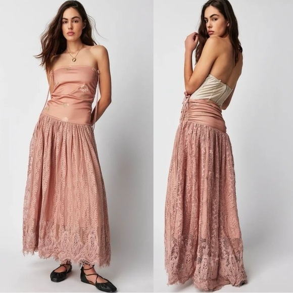 Free People Ethereal Dainty Lace Floral Convertible Maxi Dress Skirt Medium NWT - Picture 5 of 17